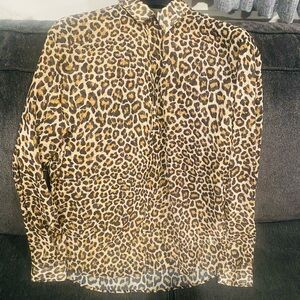 ZARA Leopard Print Button Down Shirt